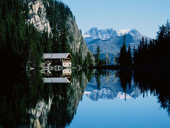 Lake Agnes teahouse above lake louise, alberta - a popular hike in Lake Louise