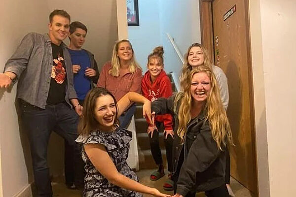 Group of staff in their staff accommodation.