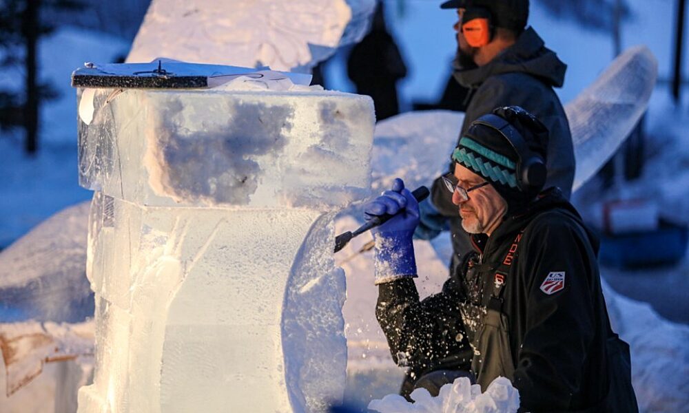 Ice Magic Carver at Ice Magic in Lake Louise | Get tickets at Mountaineer Lodge